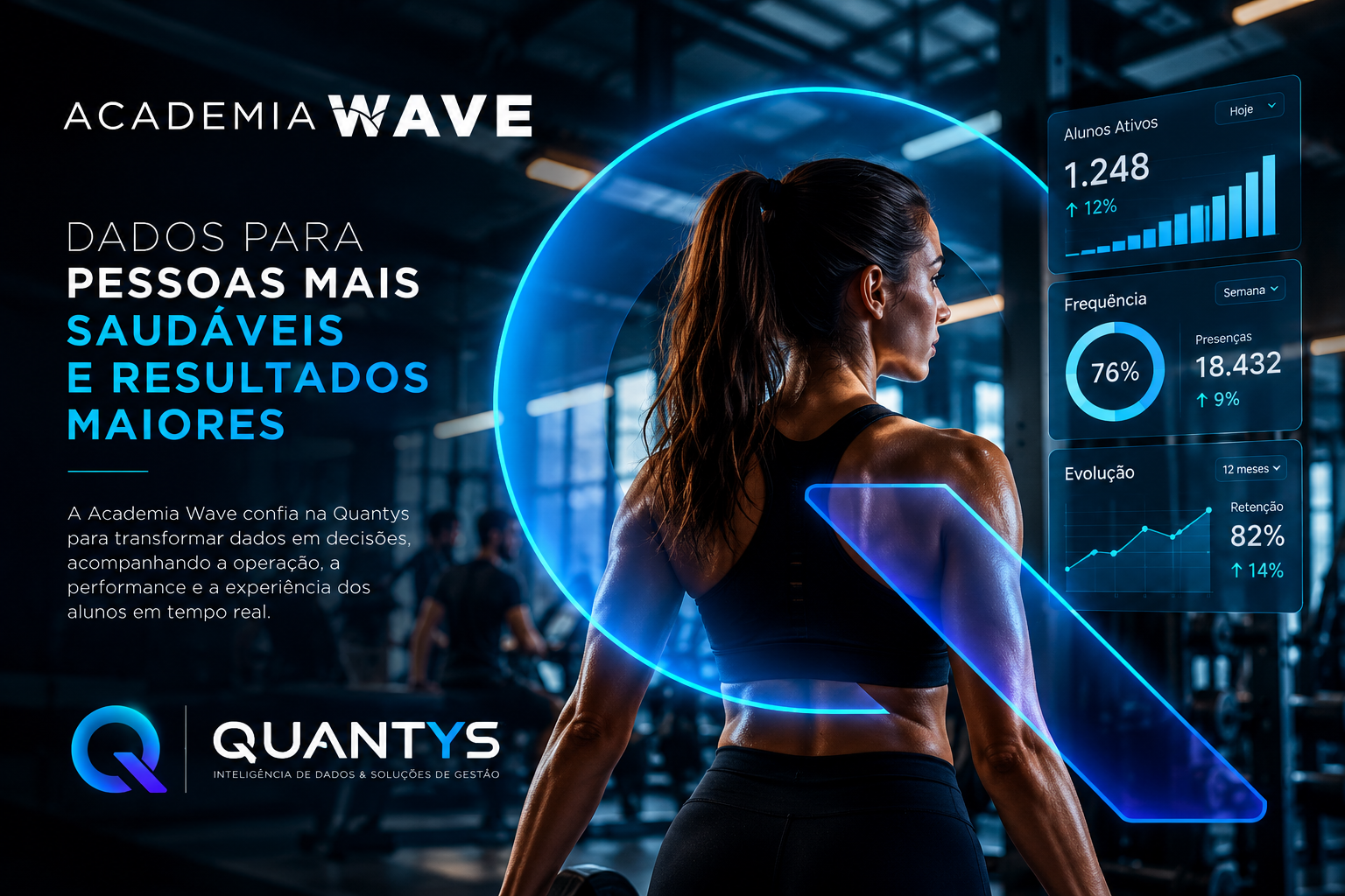 Arte de apresentação da Academia Wave e da inteligência de dados Quantys